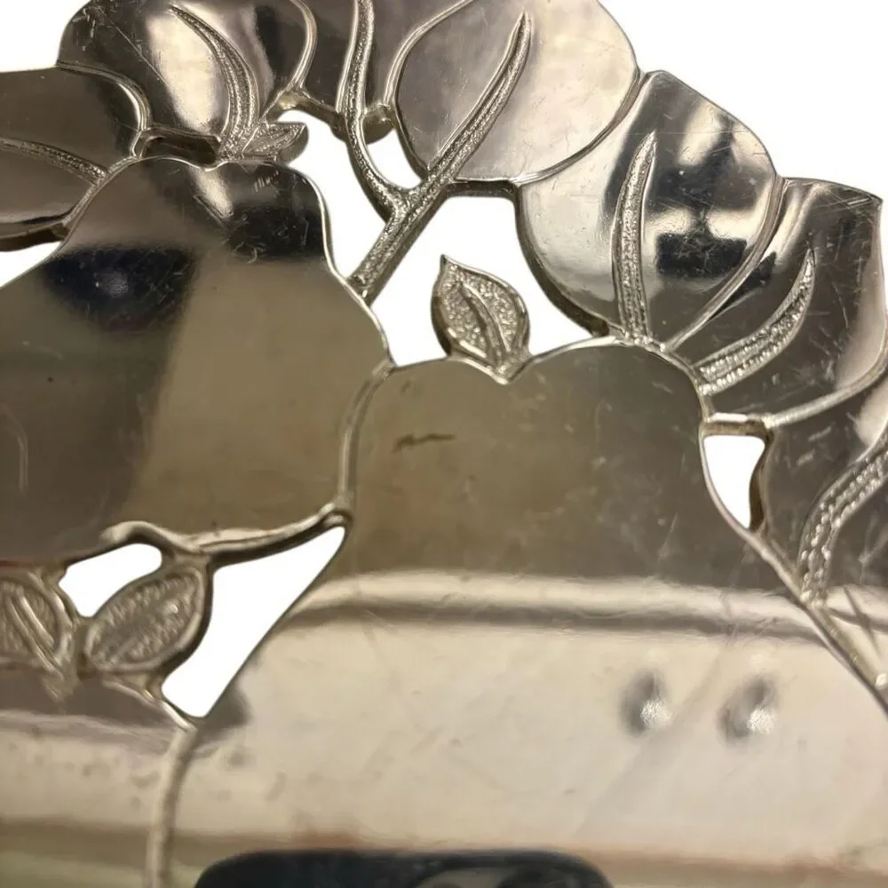 Vintage Pear Tree Silver Tone Trivet Japan